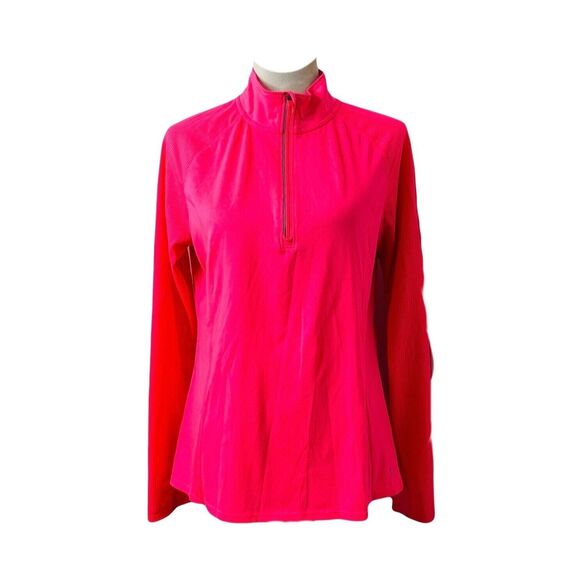 Danskin Women's Shirt Pink Half Zip Long Sleeve High Neck Athletic Size Large - Picture 1 of 7